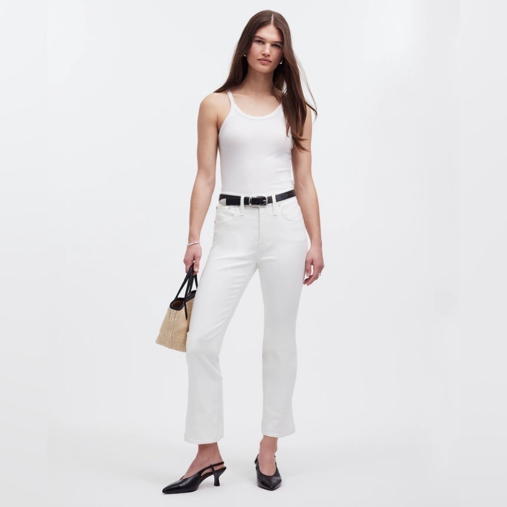 Madewell Tall Mid Rise Kick Out Crop Jeans in Pure White Size 27 Tall